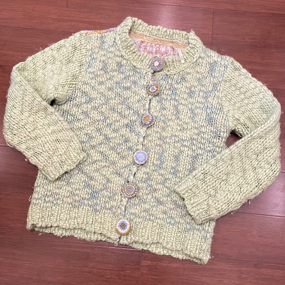 Free People Green Blue cardigan Sweater